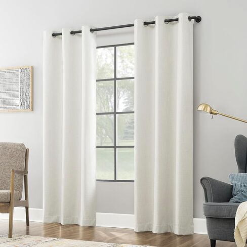 Sun Zero Aldwin Slub Texture Magnetic Closure 100% Blackout Grommet Curtain Panel, 40" x 84", Pearl in Saudi Arabia
