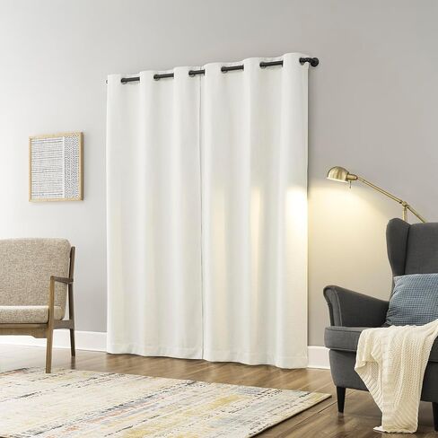 Sun Zero Aldwin Slub Texture Magnetic Closure 100% Blackout Grommet Curtain Panel, 40" x 84", Pearl in Saudi Arabia