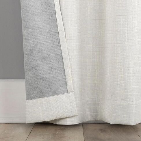 Sun Zero Aldwin Slub Texture Magnetic Closure 100% Blackout Grommet Curtain Panel, 40" x 84", Pearl in Saudi Arabia