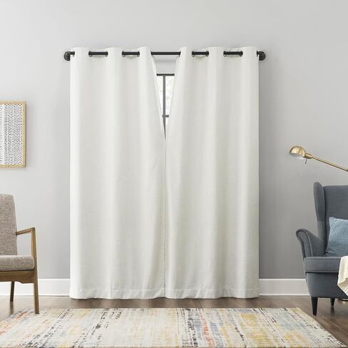 Sun Zero Aldwin Slub Texture Magnetic Closure 100% Blackout Grommet Curtain Panel, 40" x 84", Pearl in Saudi Arabia