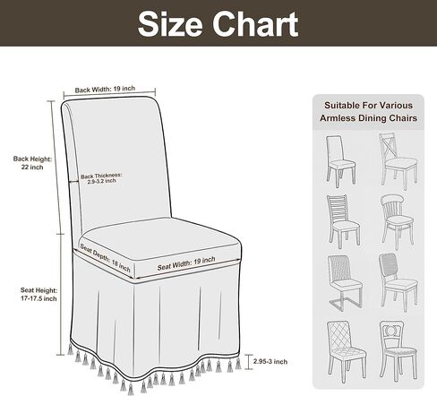 Loom and Mill 1 Piece Luxury Dining Chair Cover, Antique Damask Jacquard Dining Room Parsons Chair Covers with Tassels & Ties, Non Slip Full Cover Protector for Banquet Party(Light Gray+Bronze Gold) in Saudi Arabia
