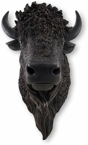 رأس بوفالو صناعي مثبت على الحائط "American Bison" من DWK | لوحات فنية جدارية لمنزلك | ديكور منزل ريفي على شكل حيوان | ديكورات البيسون | حامل حائط تاكسيديرمي - 18 بوصة in Saudi Arabia