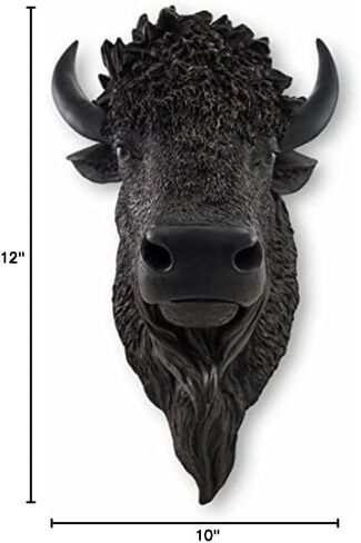 رأس بوفالو صناعي مثبت على الحائط "American Bison" من DWK | لوحات فنية جدارية لمنزلك | ديكور منزل ريفي على شكل حيوان | ديكورات البيسون | حامل حائط تاكسيديرمي - 18 بوصة in Saudi Arabia