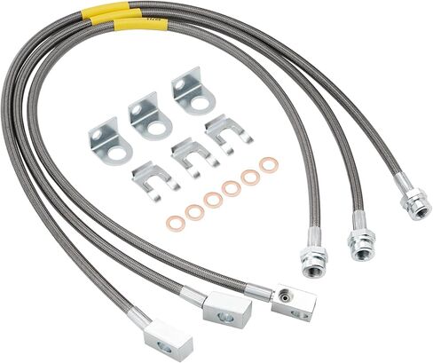 2PCS Rear Brake Lines 89708, Extended Braided Stainless Steel Brake Lines for 4"-6" Lift, Compatible with 2007-2018 Jeep Wrangler JK 2WD/4WD in Saudi Arabia