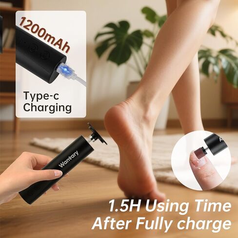مزيل مسامير القدم الكهربائي 2 في 1 من وانفاري، أداة صنفرة ملف القدم القابلة لإعادة الشحن عبر USB مع أقراص ورق الصنفرة 80/120 حبيبة، مزيل مسامير القدم من الألومنيوم عالي الجودة 1200 دورة في الدقيقة للعناية بالأظافر in Saudi Arabia