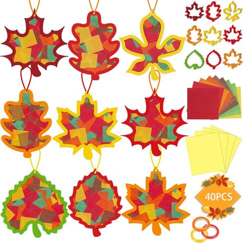 40PCS St. Patricks Day Crafts - Paper Shamrock Suncatchers, Saint Patrick's DIY Kits, Window Stained Glass Effect Art Supplies in Kuwait