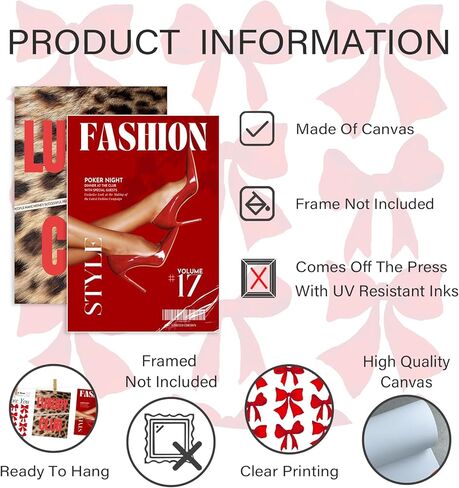 Aroutde 6Pcs Red Cheetah Print Room Decor Trendy Leopard Wall Art Print Magazine Cover Lucky 8 Ball Posters Coquette Y2k Red Wall Decor for Bedroom Apartment Bar（8x10Inch, Unframed） in Saudi Arabia