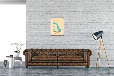 Whitefish Lake Montana Retro Steel Metal, with Oxidized Border, Wall Art Map Poster 18" x 24". Distinctive Wall Decoration for Home, Cabin, or Office in Saudi Arabia