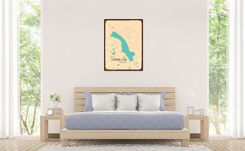 Whitefish Lake Montana Retro Steel Metal, with Oxidized Border, Wall Art Map Poster 18" x 24". Distinctive Wall Decoration for Home, Cabin, or Office in Saudi Arabia
