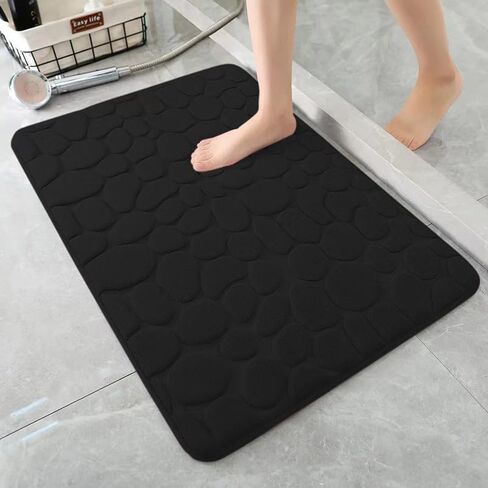 Luxurious Coral Fleece Non-Slip Bathroom Mat - Soft, Absorbent, Machine Washable Bath Rug with PVC Backing, Ideal for Bathroom Safety, Bathroom Safety Decorative Bath PVC Backing Mat.Black in Saudi Arabia