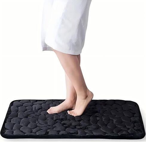 Luxurious Coral Fleece Non-Slip Bathroom Mat - Soft, Absorbent, Machine Washable Bath Rug with PVC Backing, Ideal for Bathroom Safety, Bathroom Safety Decorative Bath PVC Backing Mat.Black in Saudi Arabia