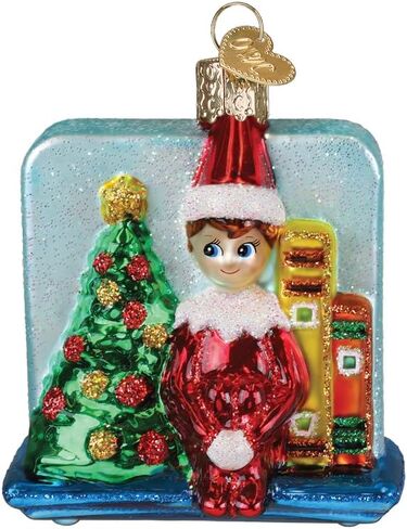 Old World Christmas Scout Elf Storytime Glass Blown Ornament for Christmas Tree, Handcrafted Holiday Decoration, Elf on The Shelf in Saudi Arabia