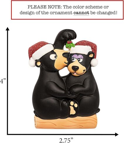 UniqXmas زينة شخصية لعيد الميلاد الأول معًا 2025 | تقبيل مخصص تحت زوج الدب الأسود الهدال لشجرة عيد الميلاد | هدية حب فريدة للمواعدة - اسم مخصص للسنة in Kuwait
