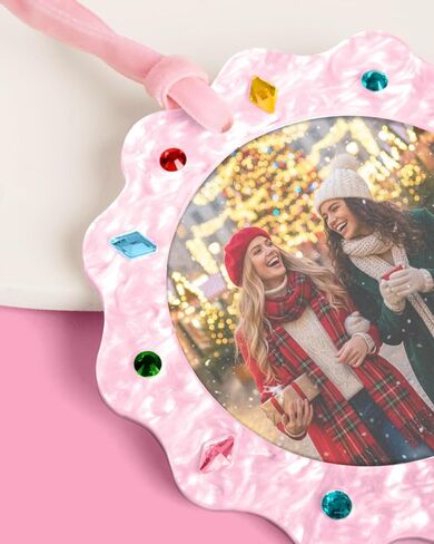 xo، زخرفة إطار الصورة الوردي Fetti | صور زينة شجرة عيد الميلاد، حفلة العطلة، هدية شتوية لطيفة للفتيات، حشوة تخزين، عاطفية in Kuwait