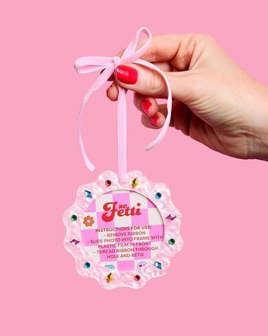 xo، زخرفة إطار الصورة الوردي Fetti | صور زينة شجرة عيد الميلاد، حفلة العطلة، هدية شتوية لطيفة للفتيات، حشوة تخزين، عاطفية in Kuwait