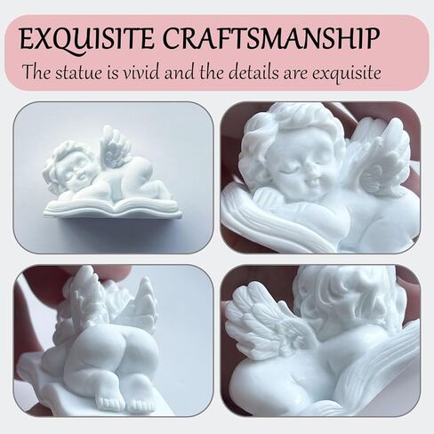 Hikiwin 8Pcs Resin Cherubs White Angel Statue Figurine,Sleeping Baby Angel Statue Cherub in Wings Feathers Statue Figurine,Small Angels as Table Decoration or Grave Gift in Kuwait