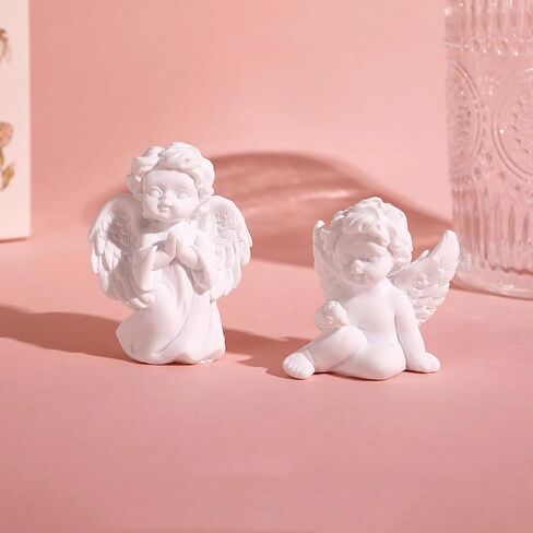 Hikiwin 8Pcs Resin Cherubs White Angel Statue Figurine,Sleeping Baby Angel Statue Cherub in Wings Feathers Statue Figurine,Small Angels as Table Decoration or Grave Gift in Kuwait