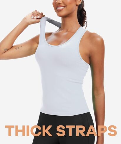 Ecogoose Sports Bra for Women, Wide Straps Racerback Built-in Bra Tank Tops,Gym Yoga Sports Shirts Running Athletic Crop Top in Kuwait