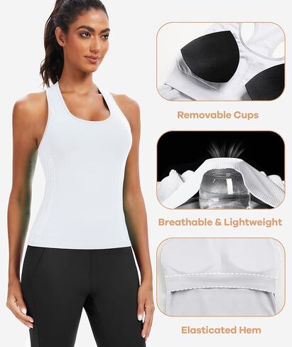 Ecogoose Sports Bra for Women, Wide Straps Racerback Built-in Bra Tank Tops,Gym Yoga Sports Shirts Running Athletic Crop Top in Kuwait