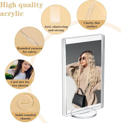 MAQUITA 15 Pcs Acrylic Photo Frame with Base, 2 x 3 inch Double Sided Clear Photo Frame Clear Square Mini Picture Frames Desktop Acrylic Frames for Home Office Desk Decor in Saudi Arabia