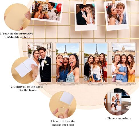 MAQUITA 15 Pcs Acrylic Photo Frame with Base, 2 x 3 inch Double Sided Clear Photo Frame Clear Square Mini Picture Frames Desktop Acrylic Frames for Home Office Desk Decor in Saudi Arabia