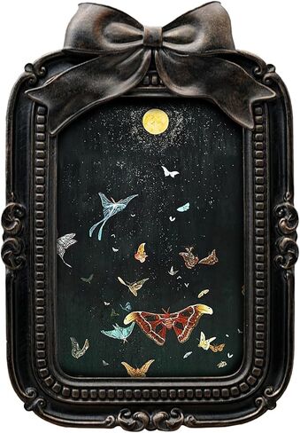 إطار صورة عتيق من BILXIM مقاس 4 × 6، إطار صورة على شكل فيونكة مزخرفة باللون الأخضر العتيق للتعليق على الحائط أو عرض الطاولة، ديكور منزلي قديم، فن معرض الصور in Kuwait