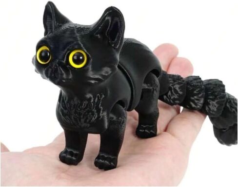 6.3 Inch 3D-Printed Black Cat Collectible Figurine for Home Office Executive Desk Decor in Saudi Arabia