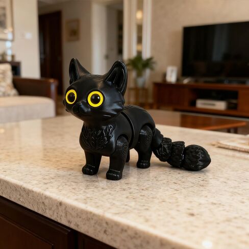 6.3 Inch 3D-Printed Black Cat Collectible Figurine for Home Office Executive Desk Decor in Saudi Arabia