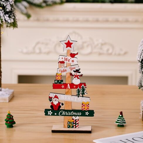 Christmas Tree Table Decor, Collectible Christmas Figurine with Santa, Snowman & Gift Accents, Tabletop Centerpiece for Xmas Holiday Home Decoration in Saudi Arabia