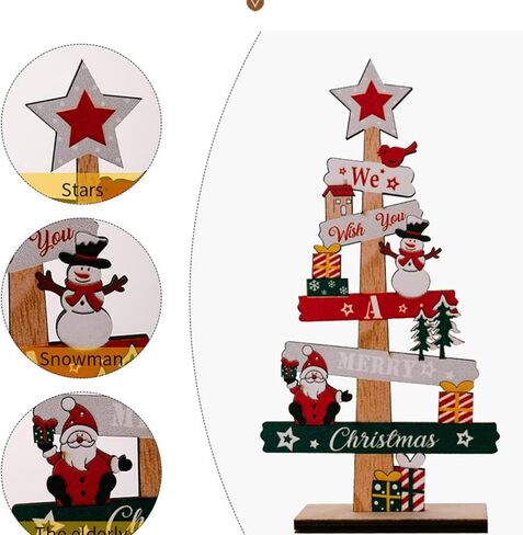 Christmas Tree Table Decor, Collectible Christmas Figurine with Santa, Snowman & Gift Accents, Tabletop Centerpiece for Xmas Holiday Home Decoration in Saudi Arabia