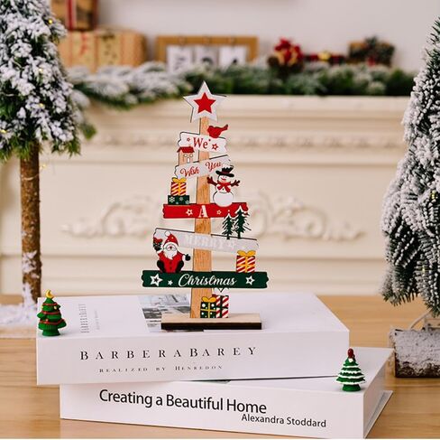 Christmas Tree Table Decor, Collectible Christmas Figurine with Santa, Snowman & Gift Accents, Tabletop Centerpiece for Xmas Holiday Home Decoration in Saudi Arabia