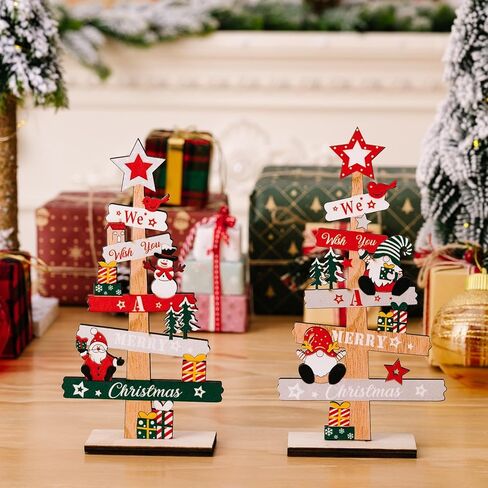 Christmas Tree Table Decor, Collectible Christmas Figurine with Santa, Snowman & Gift Accents, Tabletop Centerpiece for Xmas Holiday Home Decoration in Saudi Arabia