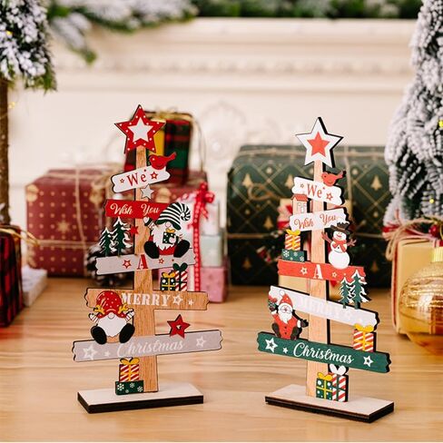 Christmas Tree Table Decor, Collectible Christmas Figurine with Santa, Snowman & Gift Accents, Tabletop Centerpiece for Xmas Holiday Home Decoration in Saudi Arabia