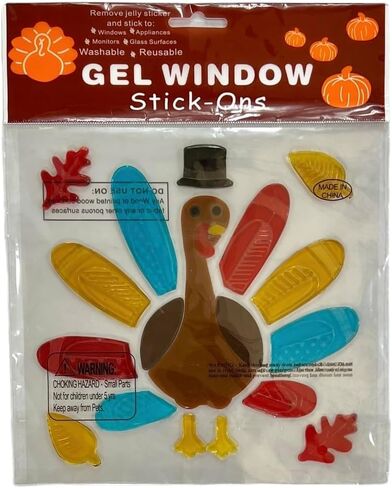 Fall Thanksgiving Harvest Gel Window Gel Clings Decorations: Mr. Turkey Feathers in Saudi Arabia