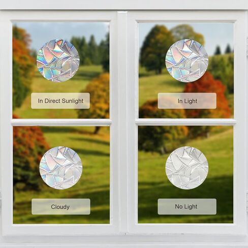 Tree and Bird Window Clings, Bird Strike Prevention Window Decals,Anti-Collision Prism Non Adhesive Vinyl Window Stickers,Protect and Save Birds from Hitting Windows,Rainbow Effect, JD-SMSBIRD-28 in Saudi Arabia