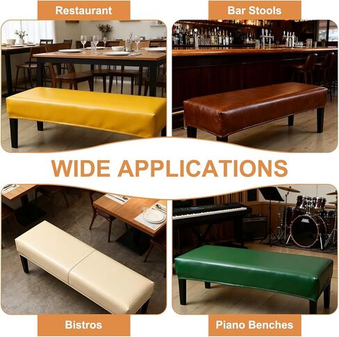 uxcell Waterproof Dining Bench Cover, Stretch PU Leather Rectangular Bench Seat Protector Slipcover 39.4"-47.2" for Piano Benches Kitchen Dining Room Chairs, Black in Saudi Arabia