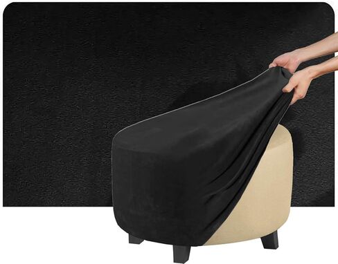 غطاء IQNJERYV Hassock غطاء دائري مخملي عثماني بأحجام مخصصة وواقي مسند القدم قابل للتمدد للمقعد/مسند القدمين/الوسادة/الأريكة مع قاعدة مرنة (أسود، قطر 13 بوصة) in Kuwait