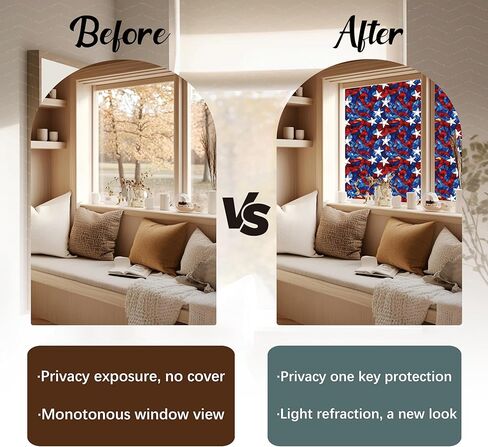 AMAZING WALL 4th of July USA Patriotic Stained Glass Pattern Frosted Window Film-Stars and Stripes,Decorative Privacy Film for Home,Office,or Bathroom,17" x 78.7" 1 PCS in Saudi Arabia