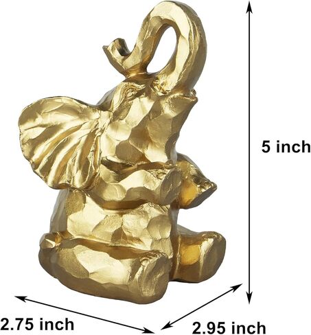 NOOKNAK Elephant Statue Decor - Brings Good Luck for Home Decor, Office Shelf, Living Room Display, Collectible Figurine Gift（Gold） in Saudi Arabia