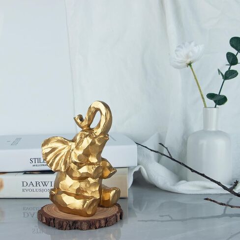 NOOKNAK Elephant Statue Decor - Brings Good Luck for Home Decor, Office Shelf, Living Room Display, Collectible Figurine Gift（Gold） in Saudi Arabia