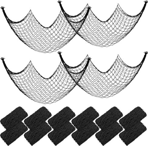 12 Pack Natural Fish Netting Decorative 80 x 40 Inch Fish Net Decorations for Pirate Party Ocean Beach Wall Hanging Decoration Nautical Sea Party Decorations Photo Picture(Novel Color) in Saudi Arabia