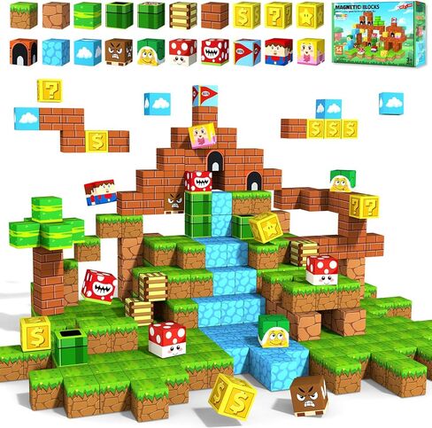 45pcs الكتل المغناطيسية لبناء مكعبات للأطفال الصغار-ألوان الباستيل ، يجب أن يكون للفصول الدراسية من ألعاب المكعبات المغناطيسية هدايا عيد ميلاد عيد الميلاد للبنات من 1-3 3-5 in Kuwait