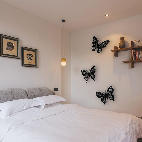 VividLadybug Set of 3 butterfly wall decor, Art Wall Decor, the ideal for interior and exterior decor, Yard Art, black Concise Decoration Hanging in Saudi Arabia