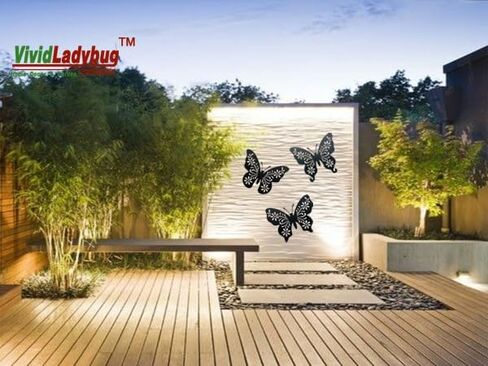 VividLadybug Set of 3 butterfly wall decor, Art Wall Decor, the ideal for interior and exterior decor, Yard Art, black Concise Decoration Hanging in Saudi Arabia