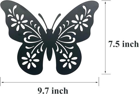 VividLadybug Set of 3 butterfly wall decor, Art Wall Decor, the ideal for interior and exterior decor, Yard Art, black Concise Decoration Hanging in Saudi Arabia