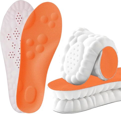 2 Pairs Cloud Insoles for Men and Women, 4D Cloud Technology Insole, Super Soft, Comfort, Shock-Absorbing, Foot Support Memory Foam Insoles for Adult (Orange, Men 6.5-7.5/Women 8-9) in Saudi Arabia