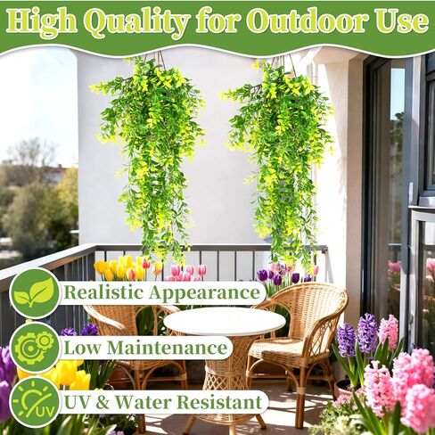 RAINFLOW 2PCS Fake Hanging Plants - Lifelike Plastic Milan Grass Hanging Lvy Vine, Artificial Plants Indoor for Shelf Wall Living Room Kitchen Balcony Garden Patio Wedding Jungle Party Decor in Saudi Arabia