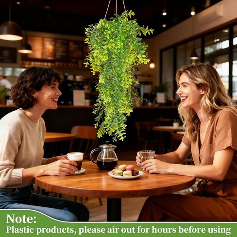 RAINFLOW 2PCS Fake Hanging Plants - Lifelike Plastic Milan Grass Hanging Lvy Vine, Artificial Plants Indoor for Shelf Wall Living Room Kitchen Balcony Garden Patio Wedding Jungle Party Decor in Saudi Arabia