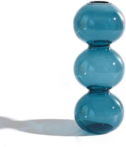 Glass Vase Nordic Transparent Table Decor Living Room Crystal Ball Flower Pot Glass Bottle Weddings Parties(Blue-A) in Saudi Arabia