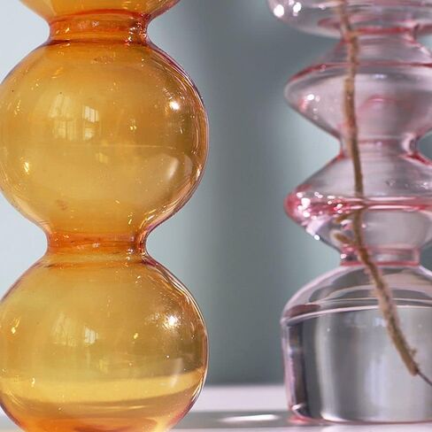 Glass Vase Nordic Transparent Table Decor Living Room Crystal Ball Flower Pot Glass Bottle Weddings Parties(Blue-A) in Saudi Arabia